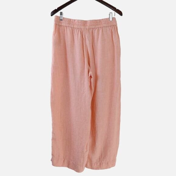 J Crew Size M Linen Woven Wide Leg Seaside Pant Cropped Ankle Coral Orange - Picture 5 of 10